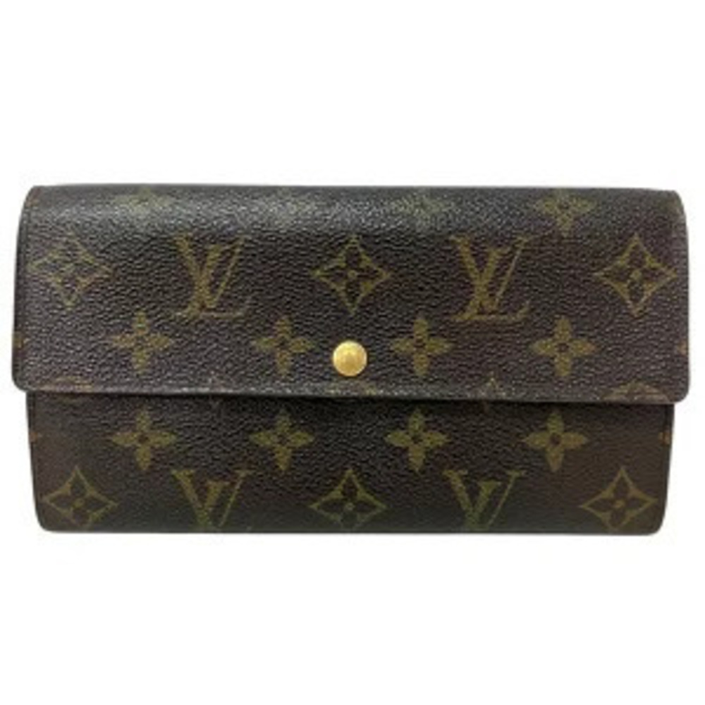 Louis Vuitton Monogram Porte Monnaie Credit Bi fold Wallet Long